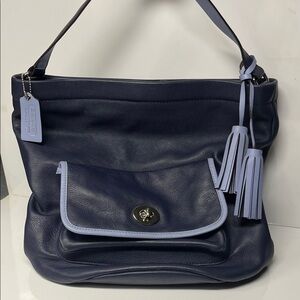 Coach Navy and Lavender Leather Shoulder Bag